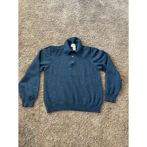 Vintage Alfani Men's Blue 100% Merino Wool Italy Medium M Three Button Preppy